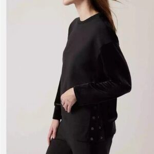 Athleta Black Retroplush Velvet Crewneck Oversized Sweatshirt Sz S
